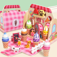 Wooden Ice Cream Toys Montessori Toys Role Playing Parent-Child Interaction Shop Simulation Games Children Educational Toys Gift