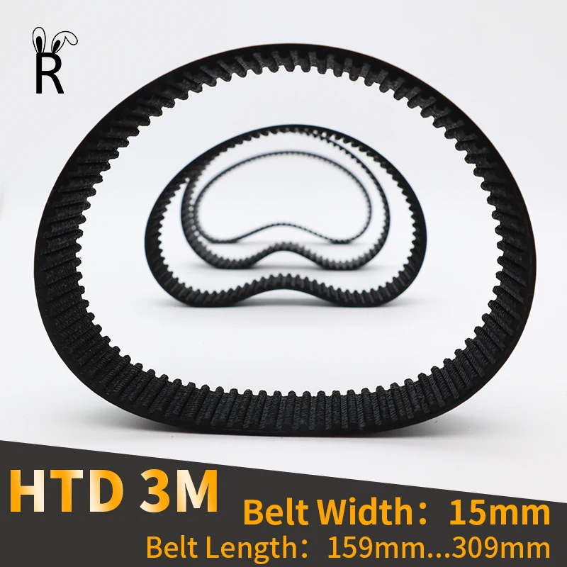 

HTD 3M Timing Belt Drive Belt Conveyor Toothed Belt Width 15mm Length 159 162 165 228 309mm Synchronous Belt Rubber Closed Loop