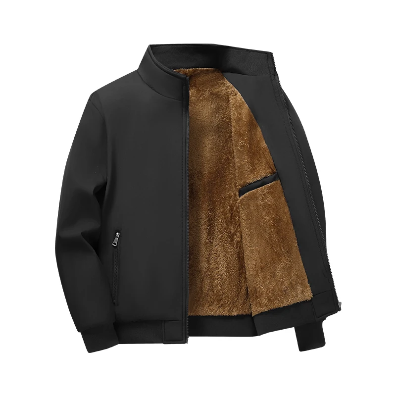 Warm Fleece Jackets for Men Autumn Winter Business Office Dress Coat Casual Men's Winter Jacket Solid Color Luxury Outerwear Man