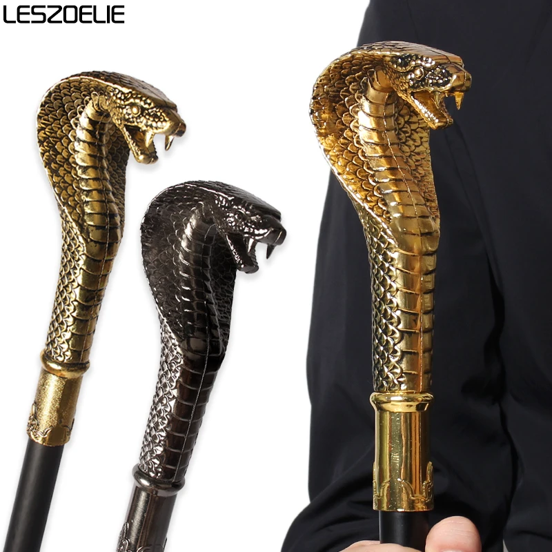 コブラヘッドデザインの高級ウォーキングスティック、男女兼用、エレガントでファッショナブルなヴィンテージハンドケーン、装飾的な男性用ウォーキングケーン
