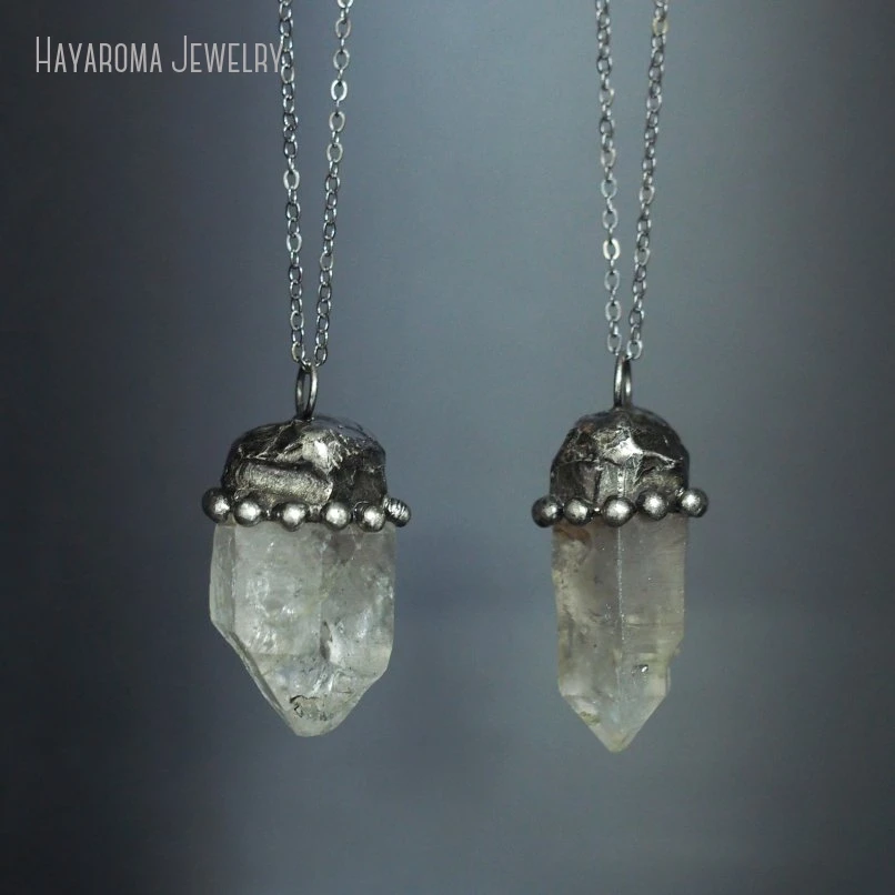 

10Pcs Antique Silver Color Herkimer Quartz Metal Jewelry Handmade Vintage Chain Wholesale Necklace NM49549