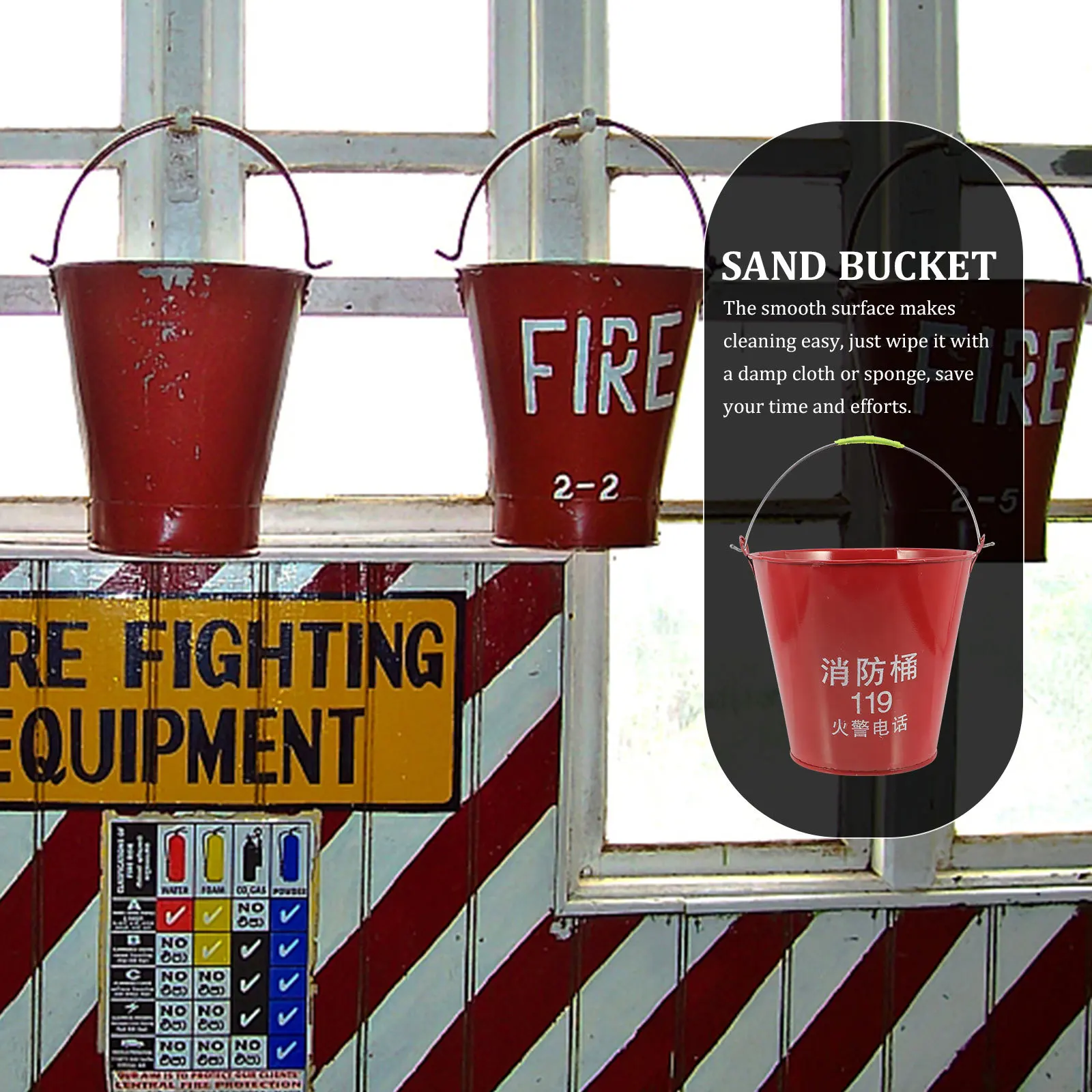 Fire Emergency Sand Bucket Iron Portable Multi-Purpose Storage Bucket Scratch-Resistant Handheld Utility Pail for Firefighting