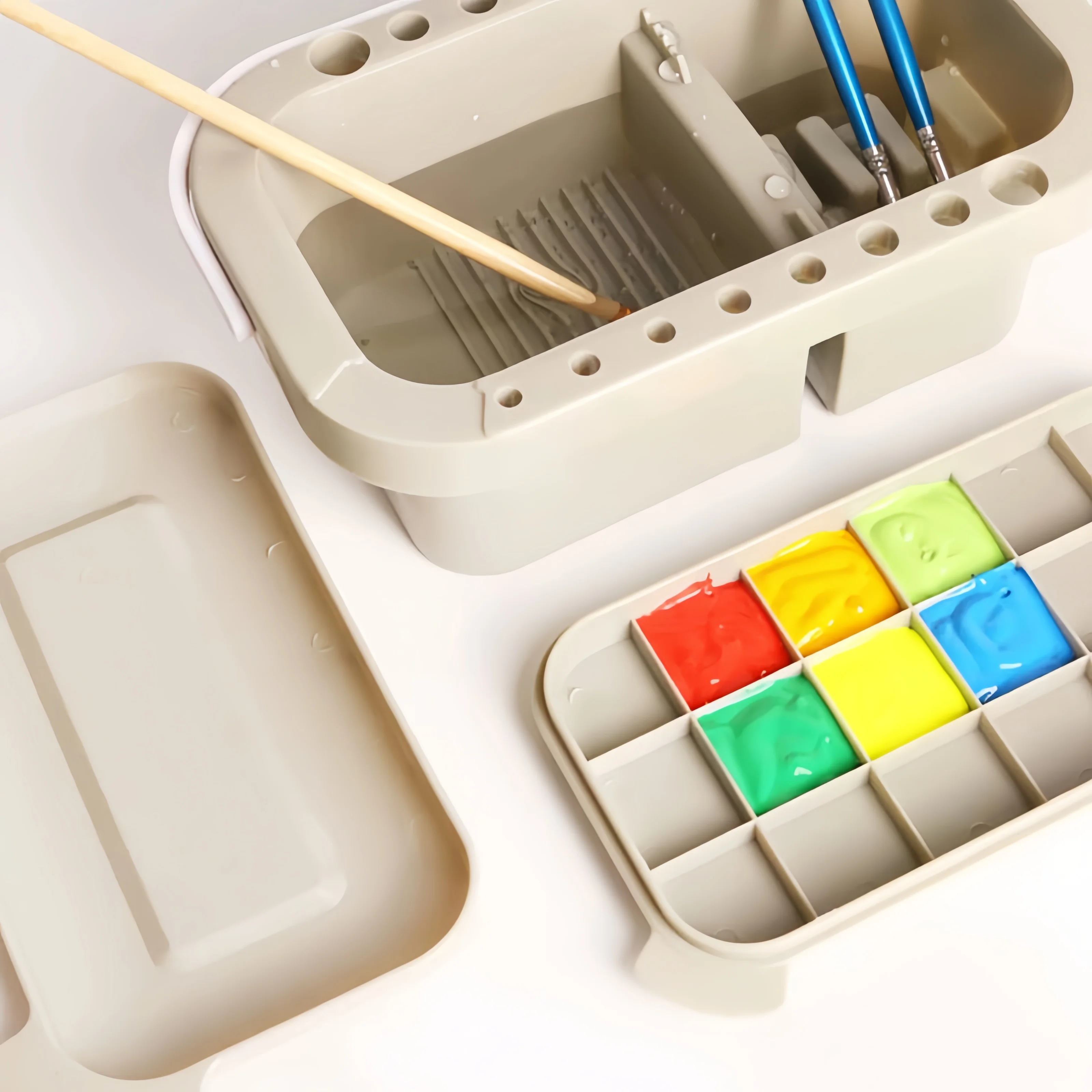 

Ручной держатель для ручек, многофункциональный держатель для ручек с палитрой, ведро, подставка для художественных ручек, краска, гуашь, акварель, художественная роспись