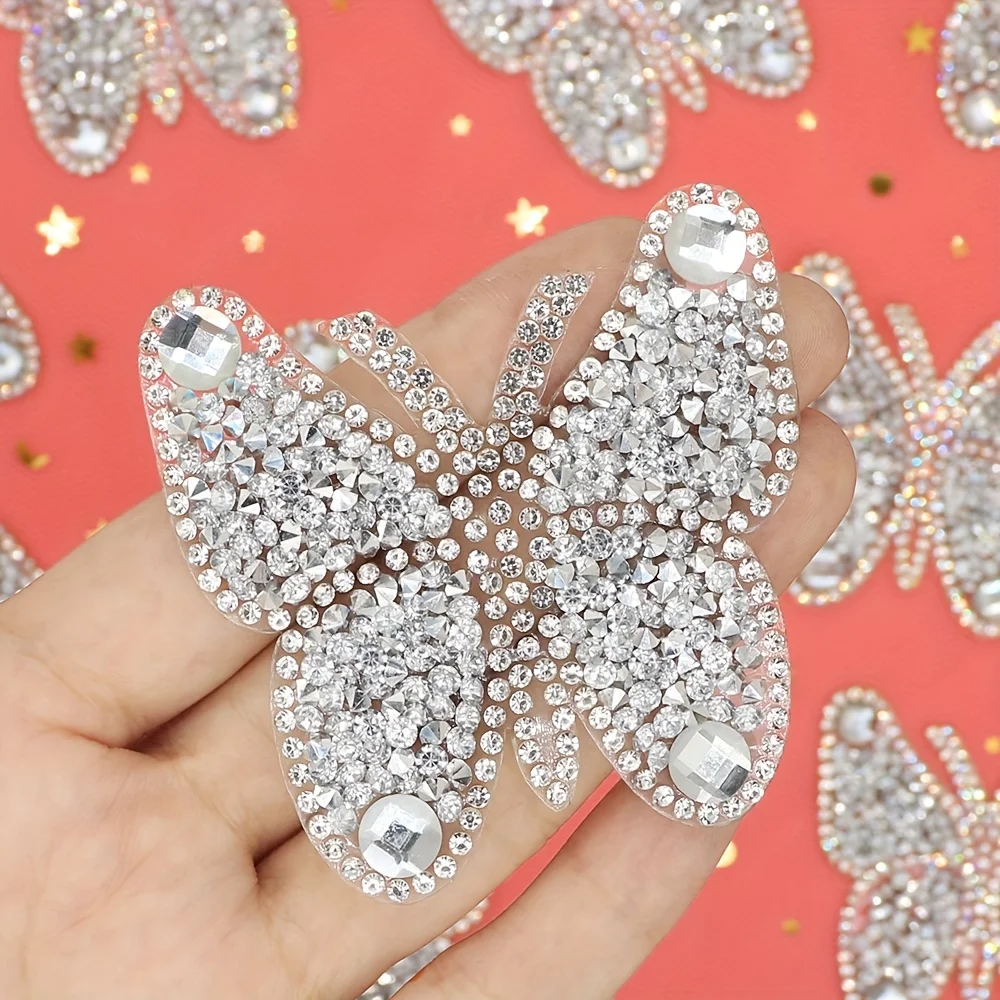 

10pcs Self-Adhesive Rhinestone Decals with Butterfly Design, Suitable for Clothing, Shoes, Hats, Cars, Phone Cases