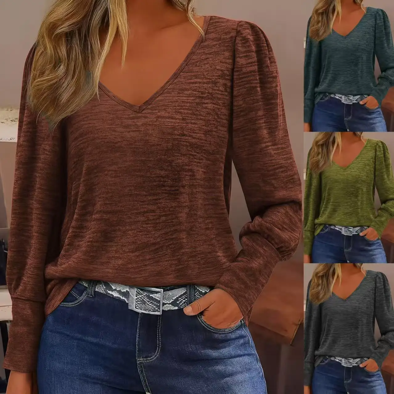 Otoño nueva camiseta De Mujer Casual sólido De manga larga con cuello en V pulóver Tops camisas y blusas Блузка +жaki súlici Playeras De Mujeres