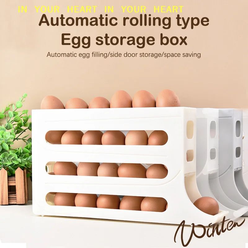【X】Four-Layer Dedicated Egg Carton Egg Rolling Egg Storage Box Refrigerator Egg Storage Box Kitchen Egg Box Storage Egg Box
