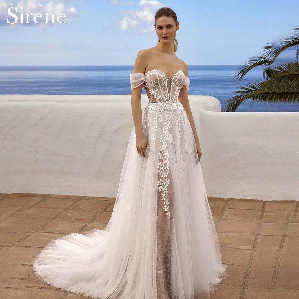 

Sirene Elegant Lace Appliques Long Wedding Dresses Floor-Length A-Line Brides Dress Women Tailor-Made Vestidos De Novias 2024