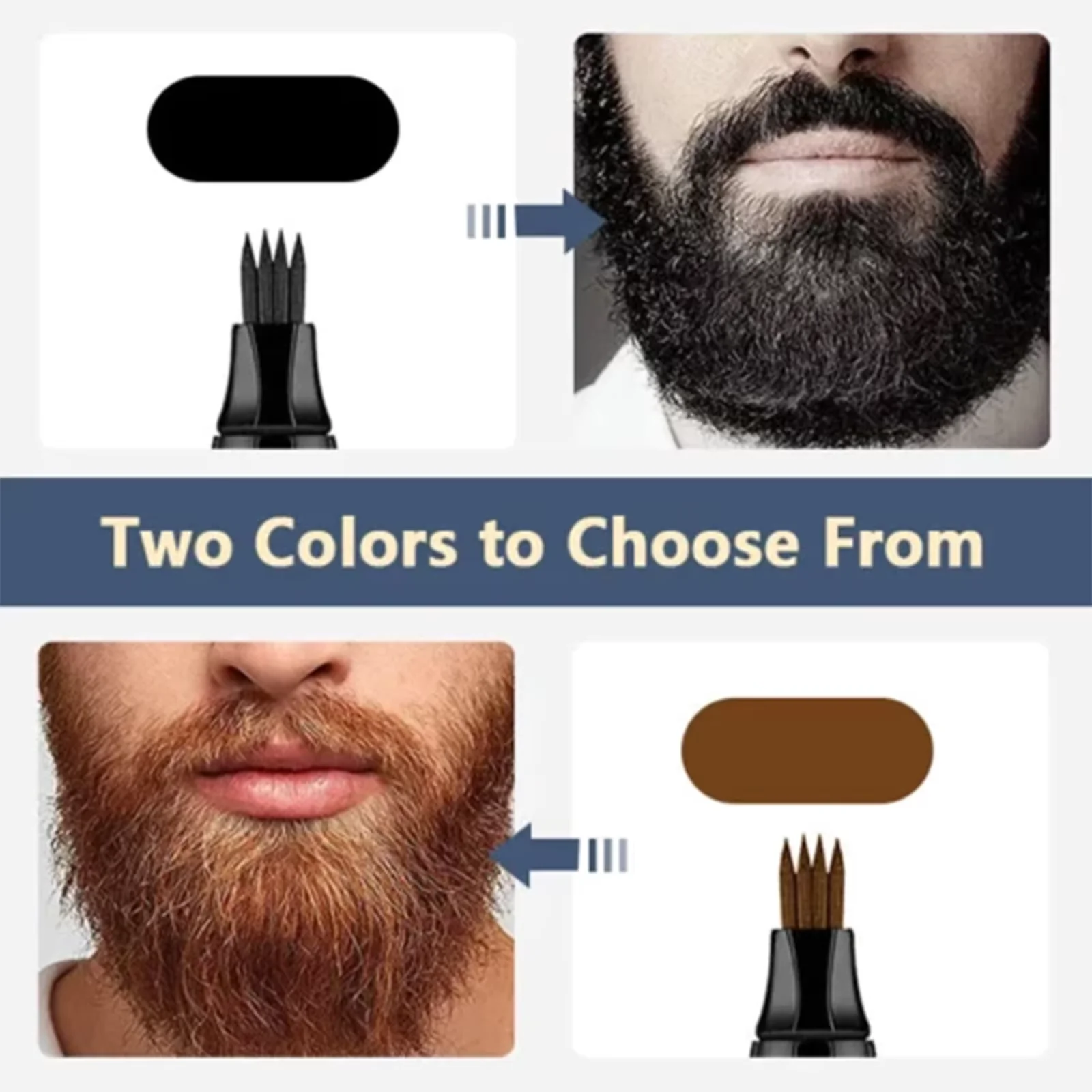 Beard Filling Pen Four Prong Beard Enhancer Lasting Coloring Repair Eyebrow Shaping Tool Waterproof Men Mustache Styling Pen Kit