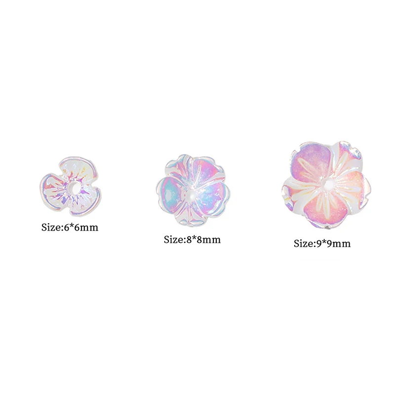 50PCS Colorful Aurora White Flower 3D Nail Charms Sea Shell Shiny Floral Butterfly decorazioni per unghie fai da te Manicure Nail Supply