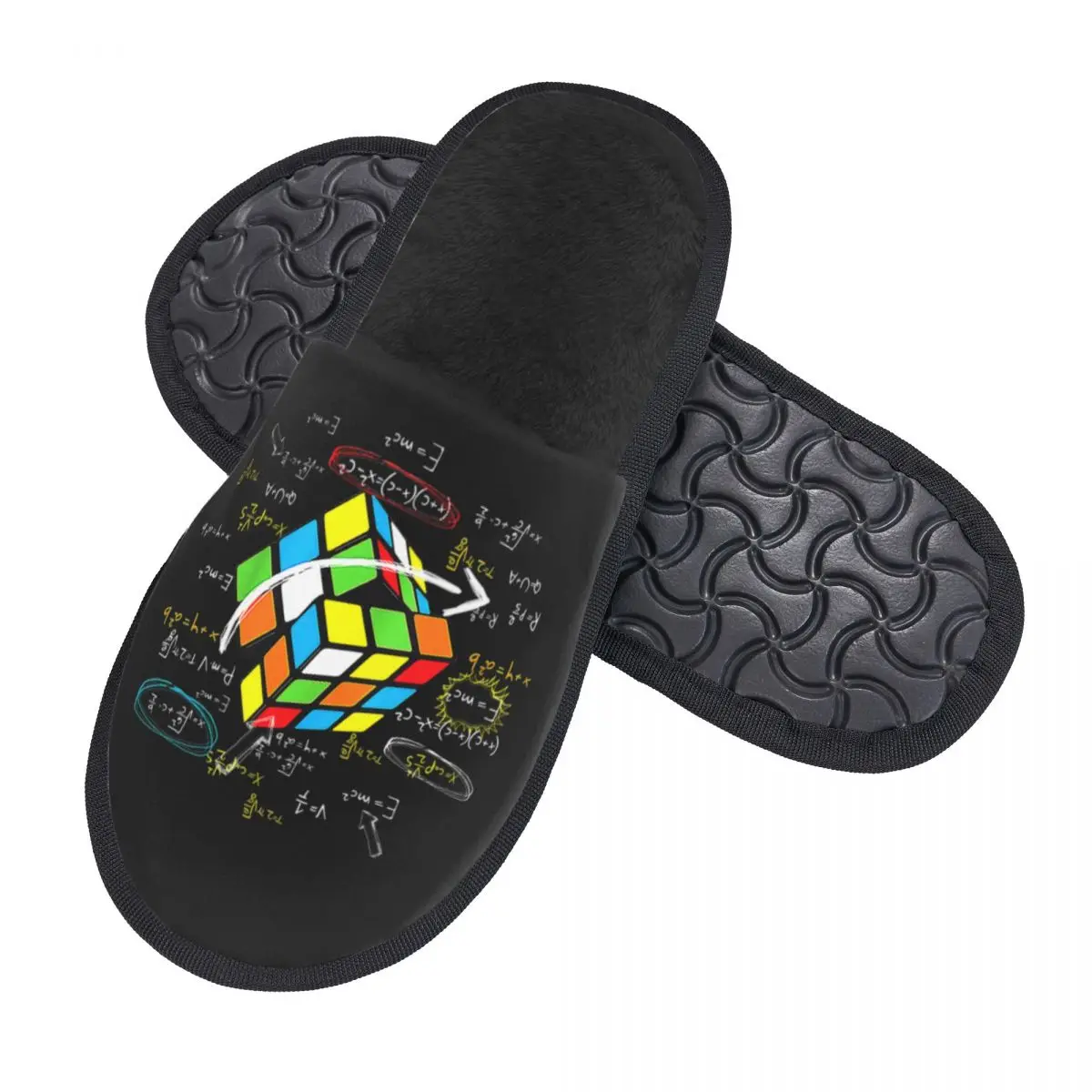 Custom Math Rubik Rubix Cube Caps Soft Memory Foam House Slippers Women Cozy Warm Anti-Skid Slipper