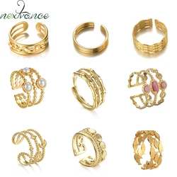 Nextvance Vintage 3 Layers Rings Gold Plated Stainless Steel Waterproof For Women Adjustable Size Ring Engagement Jewelry Gifts