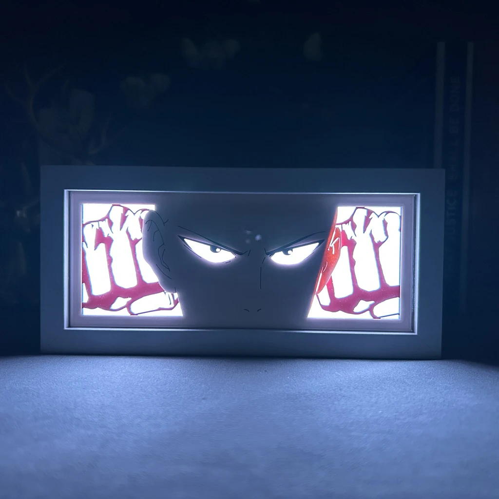 Imagem -02 - One Punch Man Anime Caixa de Luz Led Saitama Decoração do Quarto Corte de Papel Caixa de Sombra Abajur Night Lamp Presente de Aniversário