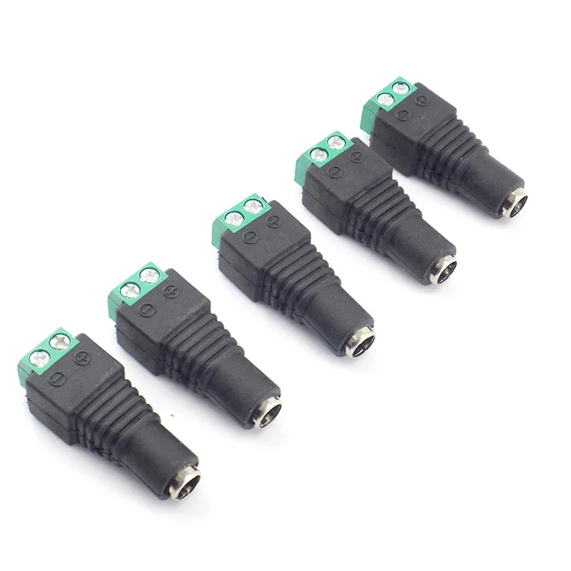 Enchufe hembra CC de 10 piezas, conector de Cable de alimentación CC de 5,5mm y 2,1mm, adaptador de conexión de conector, tira de luz Led, cámara CCTV q1