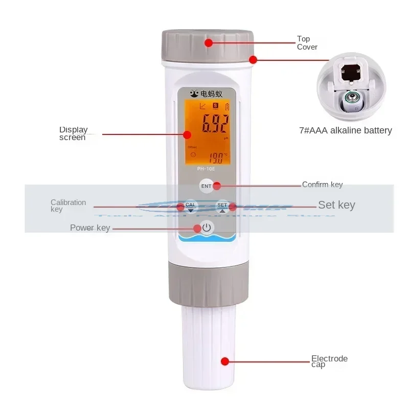 Electric Ant 0.01 High Precision Automatic Temperature Compensation PH Meter Acidometer Water Quality Detector Portable