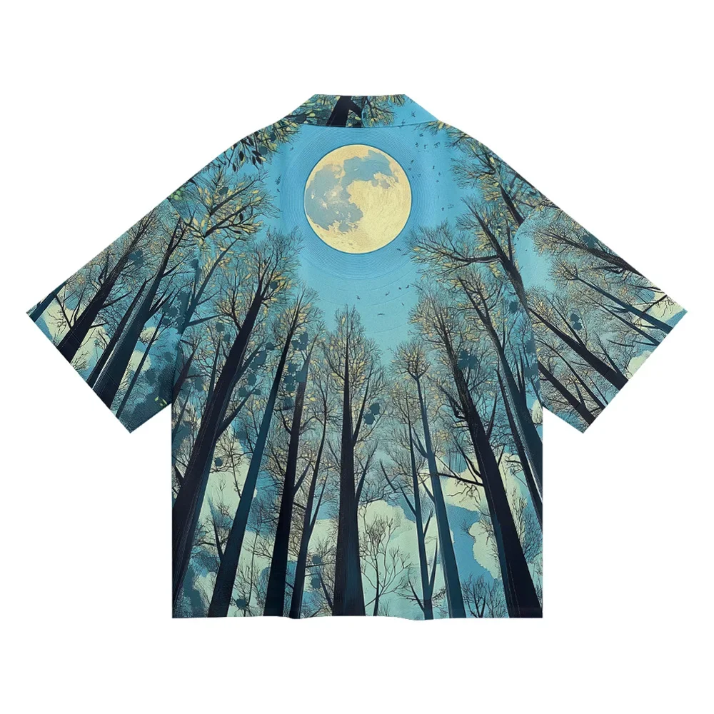 

Большие размеры 4XL, 5XL, 6XL, японский кардиган с лесным принтом, хаори, модное женское пляжное кимоно, уличная одежда, мужские традиционные топы