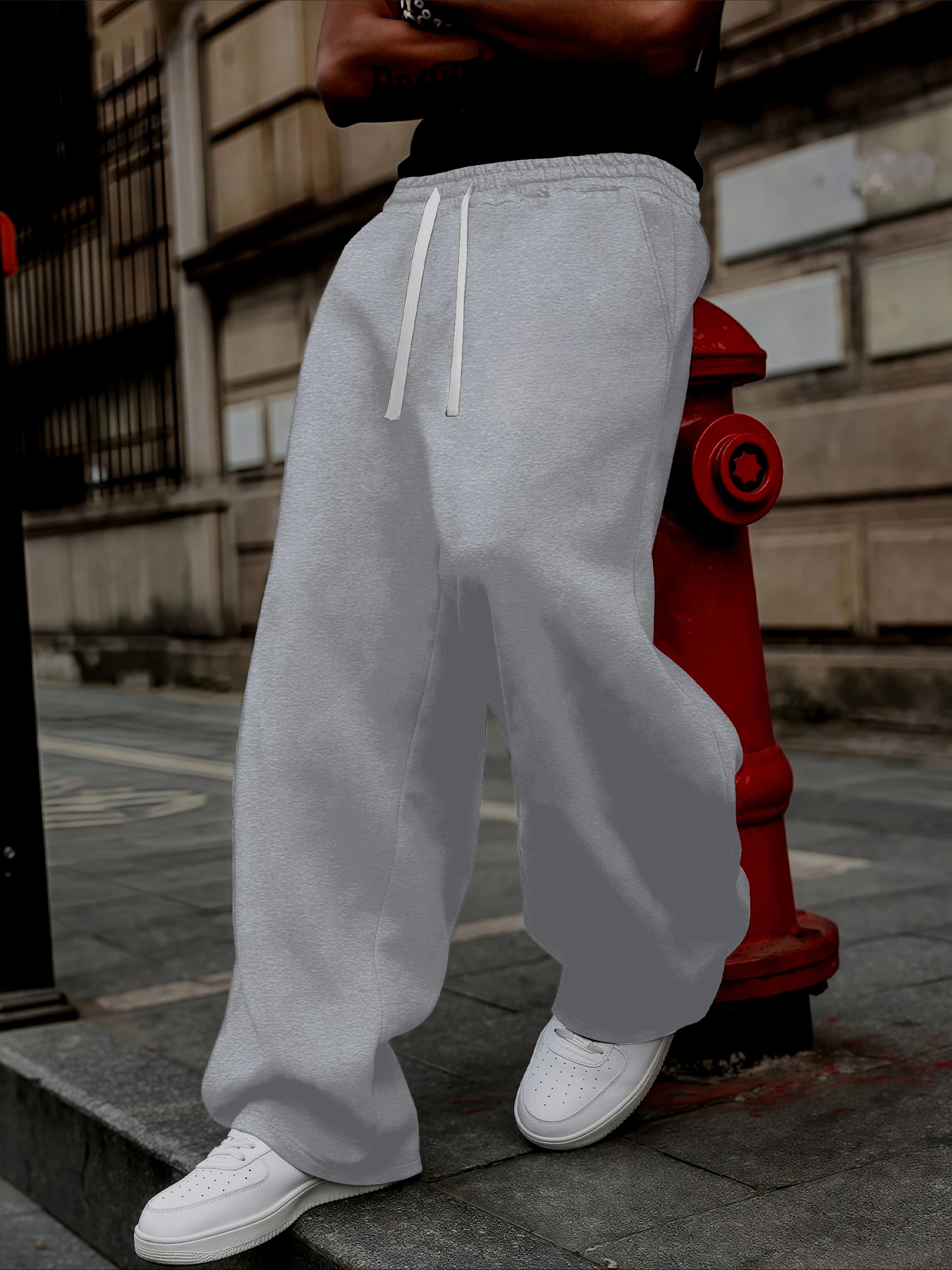 Pantaloni dritti casual da uomo Pantaloni sportivi a gamba larga Pantaloni larghi in cotone Pantaloni sportivi Hip Hop Y2K Pantaloni da jogging in pile Harajuku