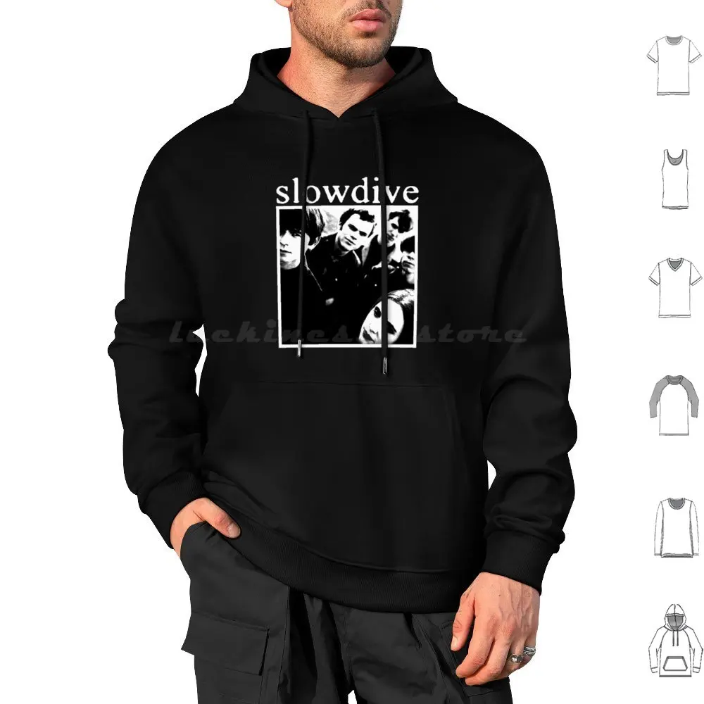 Poster Slowdive Black And White Music Hoodie cotton Long Sleeve Slowdive English Band Music Vocals And Guitar