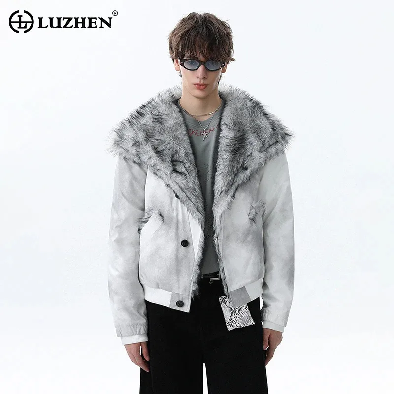 

LUZHEN 2025 Winter Original Tie-dyed Vintage Fur Liner Thickened Warm Padded Coat Men's Fashion Personalized Parka Jacket JY4923
