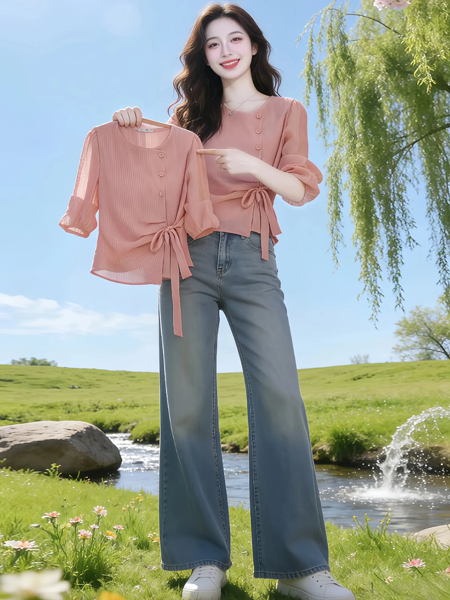 

Chic Summer 2026 Women's Short Sleeve Striped Chiffon Shirt Korean Style Loose Fit Breathable Comfortable Commute Fashion