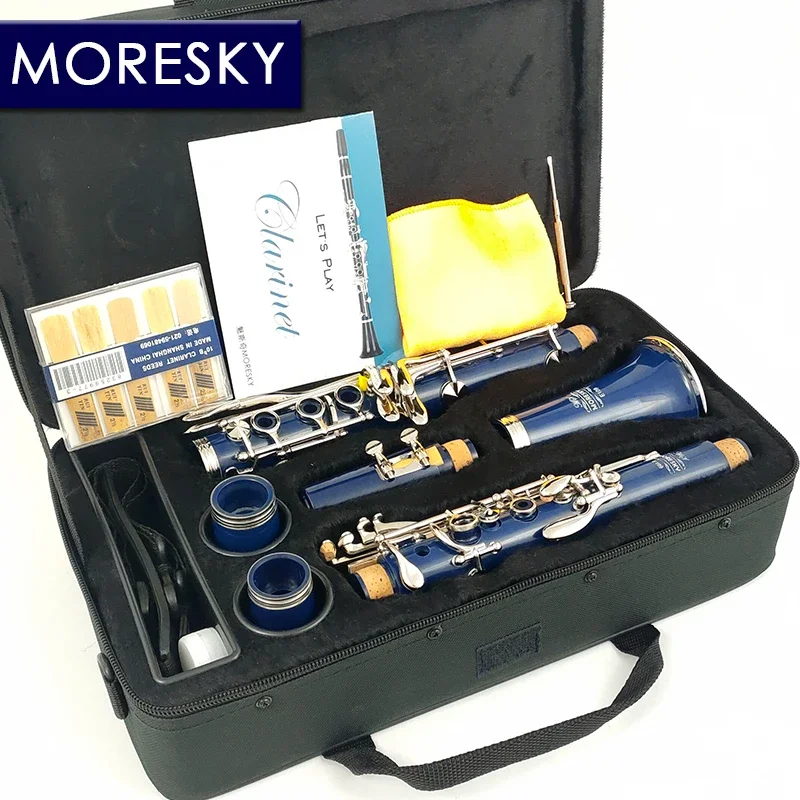 MORESKY Bb Clarinet 17 Keys Sib Klarnet Navy blue Clarinete With Case E109