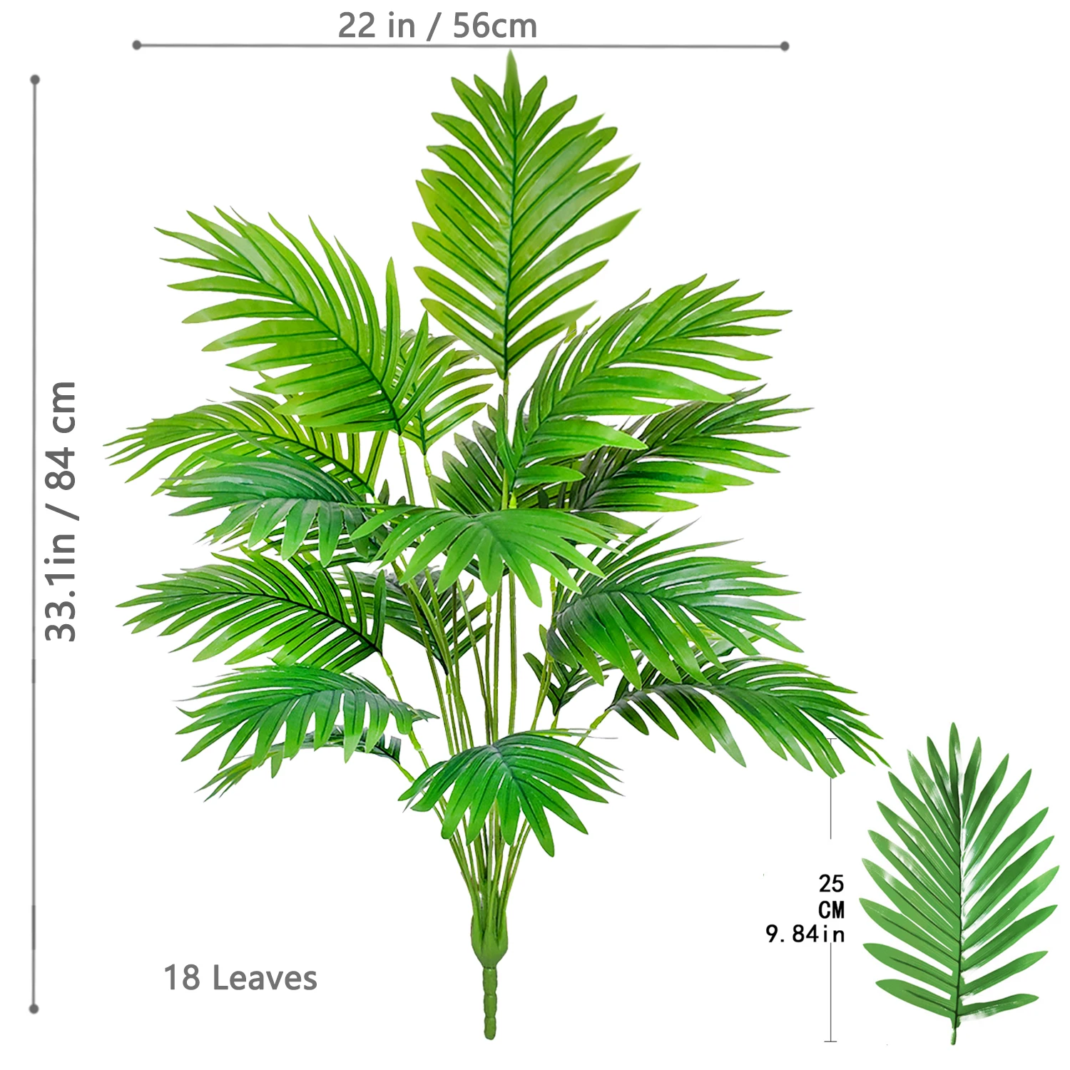 NONE 68–145 cm (57 Zoll) künstlicher Palme, tropische Kunstpflanze, grüne Kunststoff-Palmenblattzweige, geeignet für die Dekoration von Hausgarten 5
