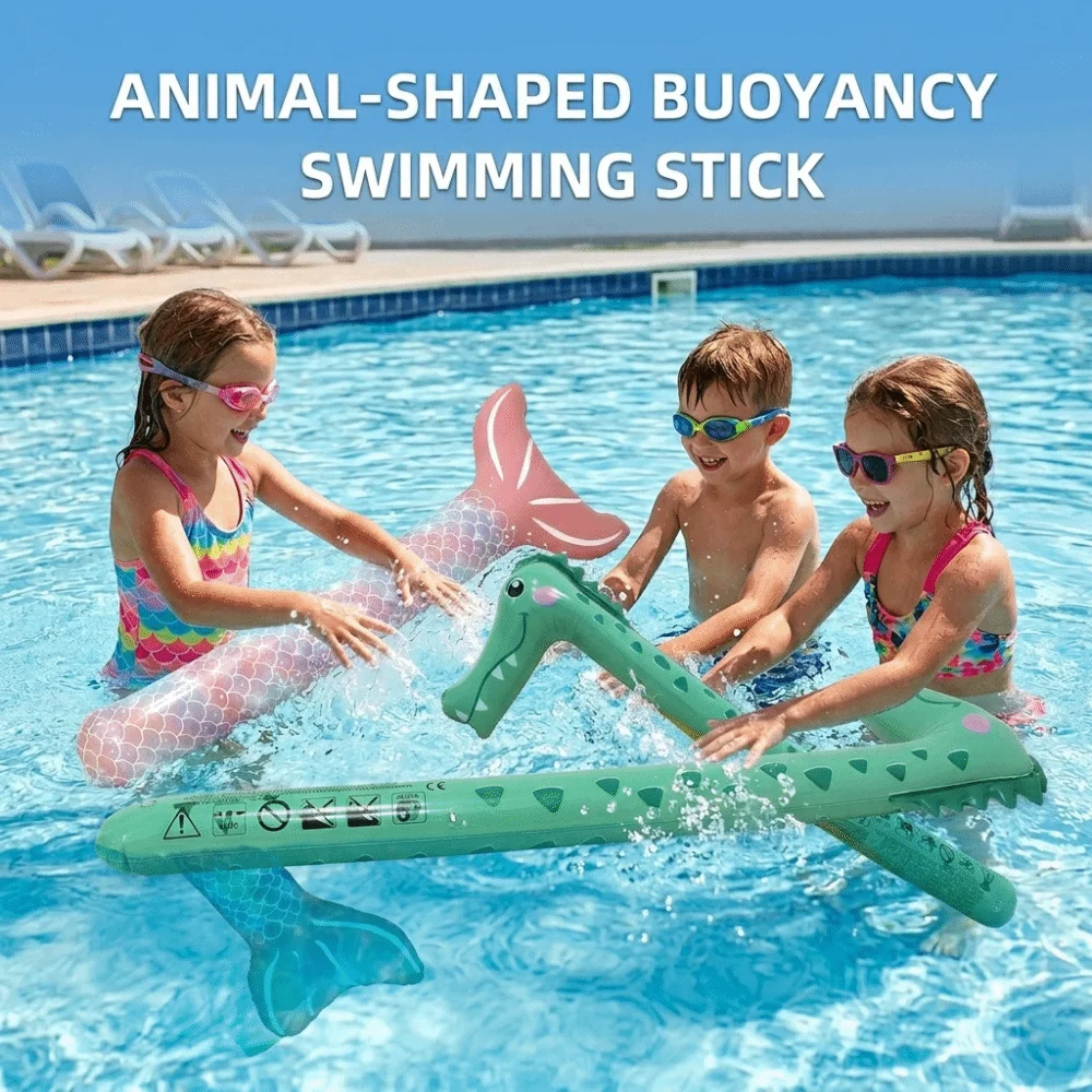PVC Inflatable Swim Stick Leak-Resistant Inflatable Design Pool Float Animal Shape Lightweight Animal Float Swimming Training