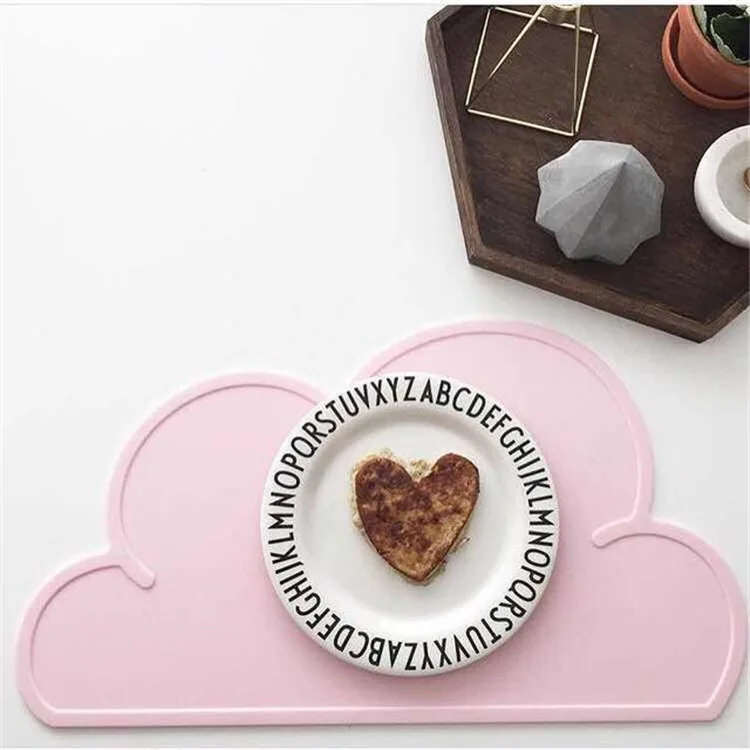 Placemat Kids Plate Mat  Table Pad Food Grade Silicone Waterproof Heat Insulation Kitchen Gadget Easy Cleaning Cloud/Square