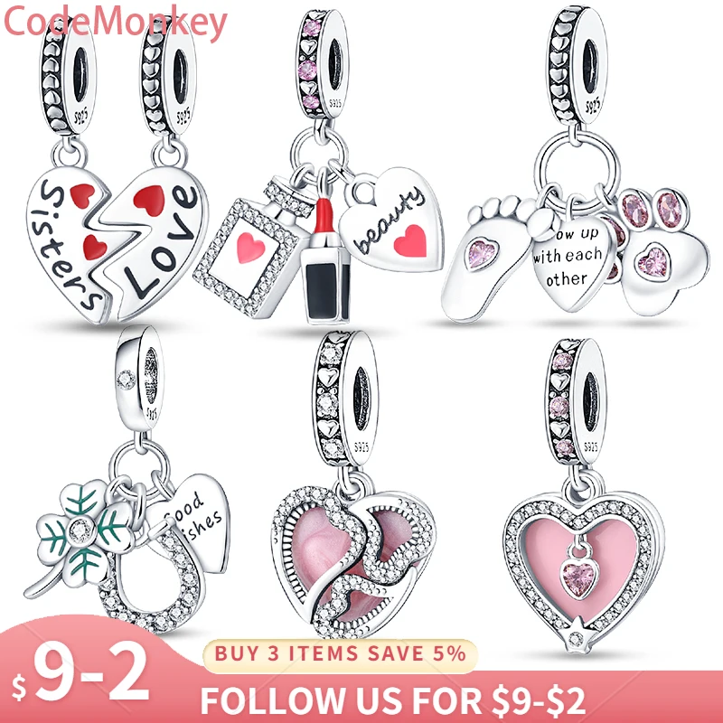 New in 925 Sterling Silver Lipstick Perfume Charms Fit Pan 925 Original Bracelet DIY Beads Women Jewelry Birthday Gift