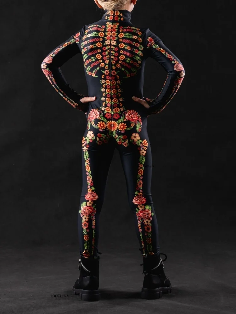 Halloween-Skelett-Horror-Geister-Kostüm für Kinder, Ganzkörperanzug für Karneval, Party, Bühnenaufführung, Rollenspiel, Feiertags-Zentai-Anzug – Detail 18