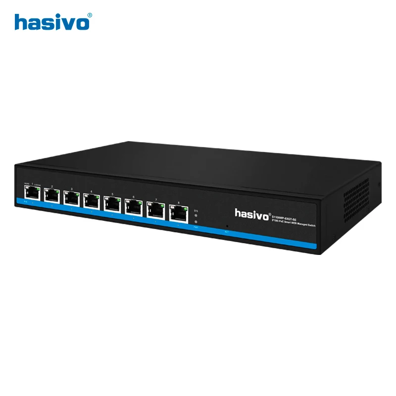 Hasivo vollständiger 10-GHz-PoE- oder Nicht-PoE-Netzwerk-Switch, 8 x 10 Gbit/s, RJ45-Port, Smart-Web-Managed, 10 Gbit/s