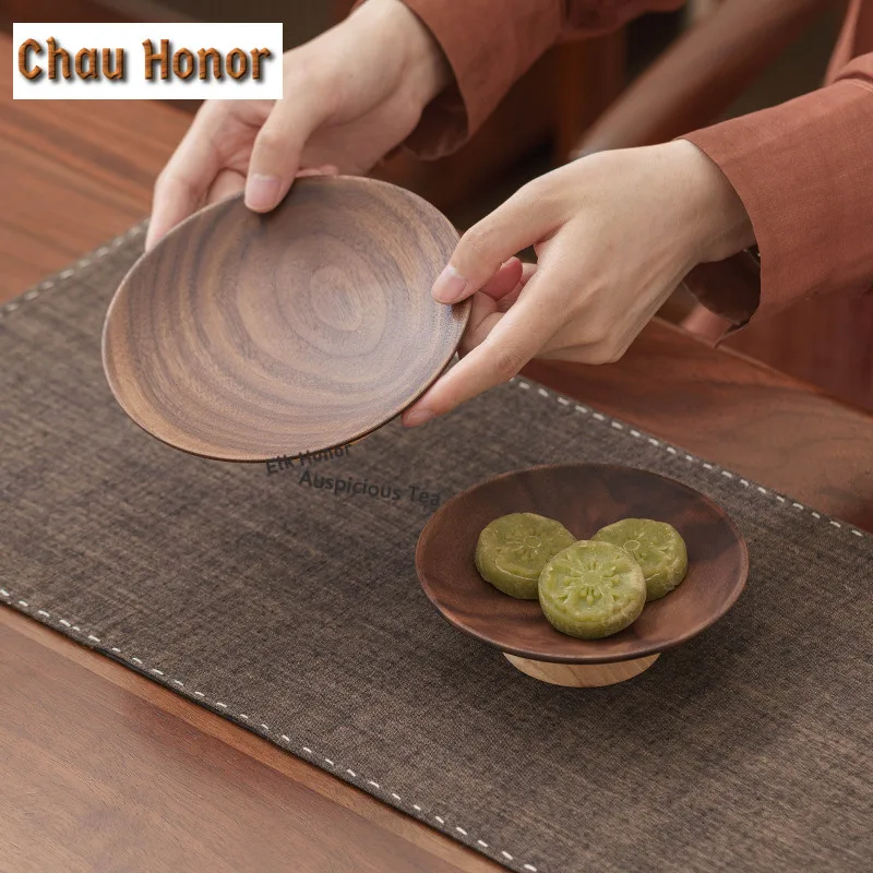 Walnut Wood Fruit Dishes Aesthetic Pastry Plate Refreshment Fruit Plate Food Storage Tray Fruit Snack Plate Plates For Food Gift