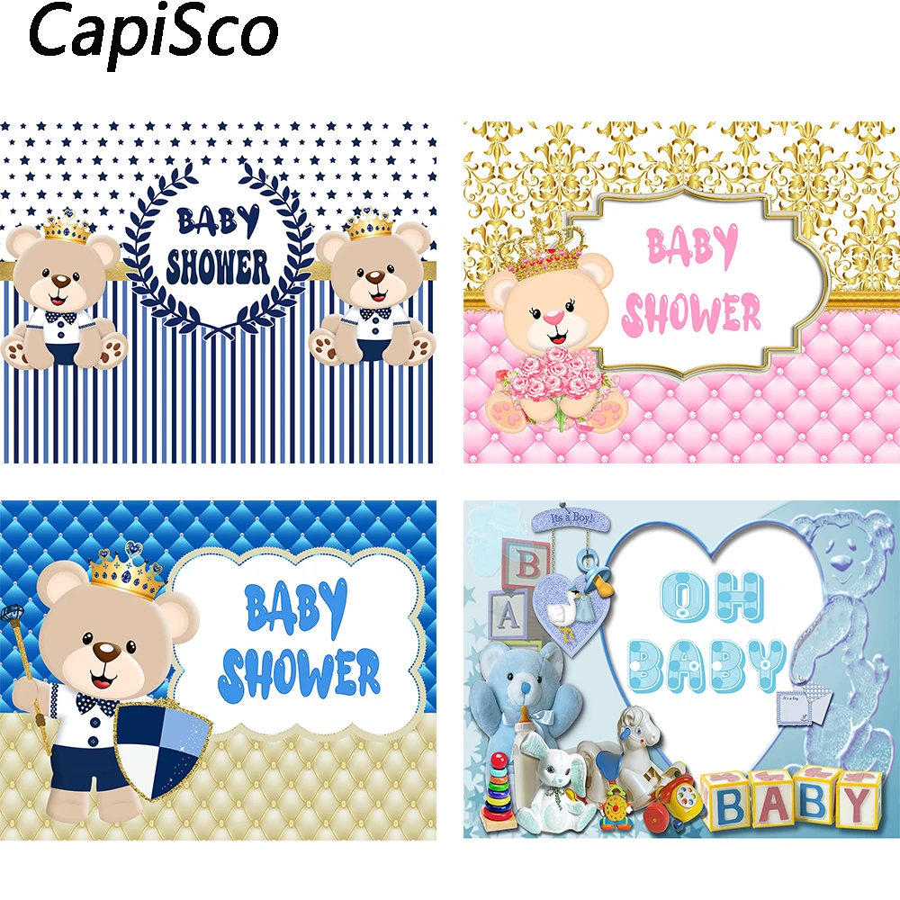 أوه بيبي بير استحمام الطفل خلفية الديكور الاطفال عيد ميلاد التصوير خلفية راية كعكة الجدول كشك الصور الدعائم الإمدادات