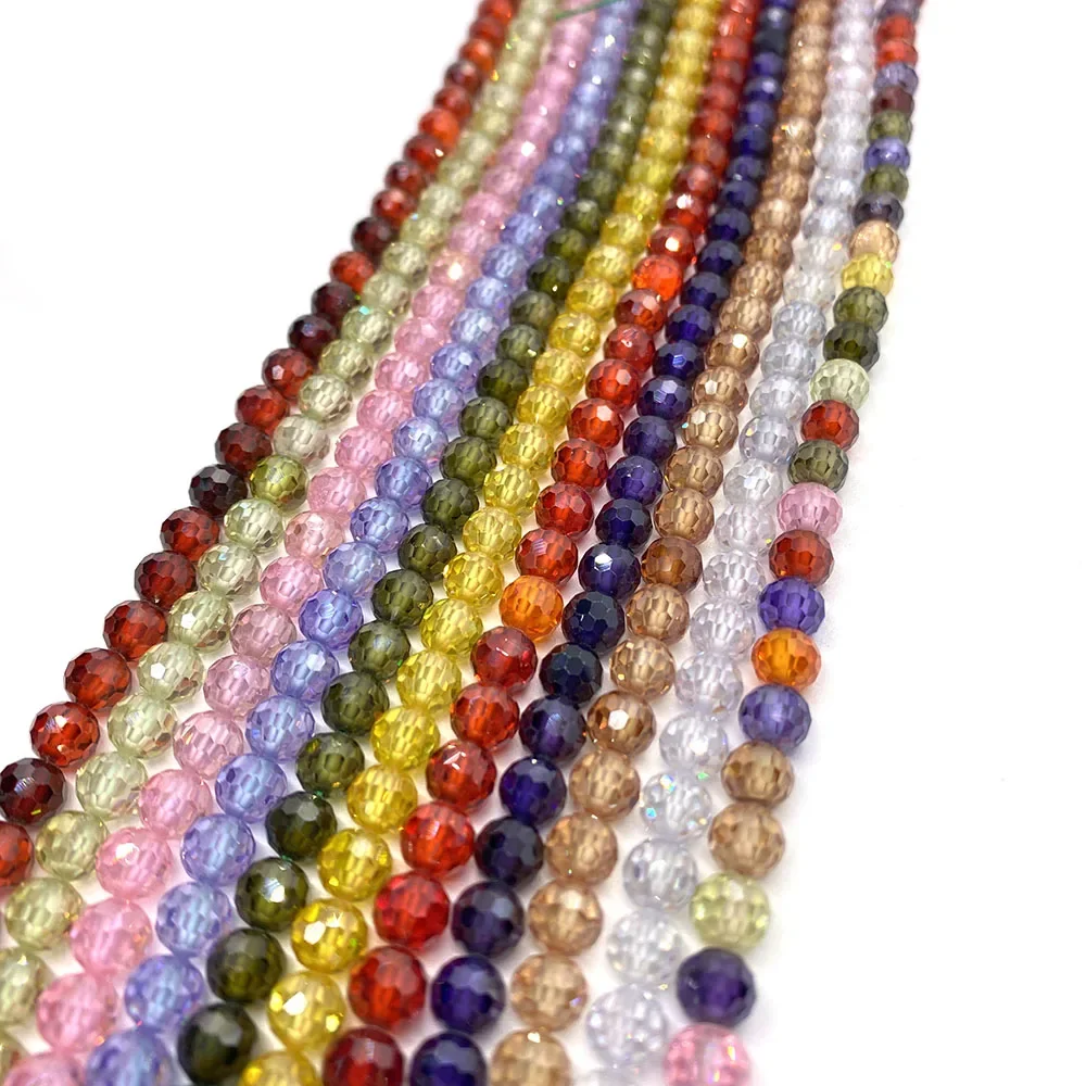 Natural Stone Zircon Small Loose Beads for Jewelry Making DIY Bracelets Necklace2/3/4/6mm Facet Round Beads Charms Accessories