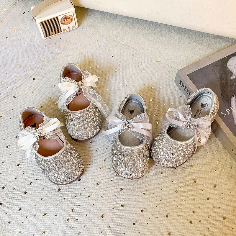 

Korean Style Girls Low-Cut Sparkle Bow Shoes – Soft Sole Princess Flats for Spring Autumn Cute Casual Daily Baby Girl Shoes