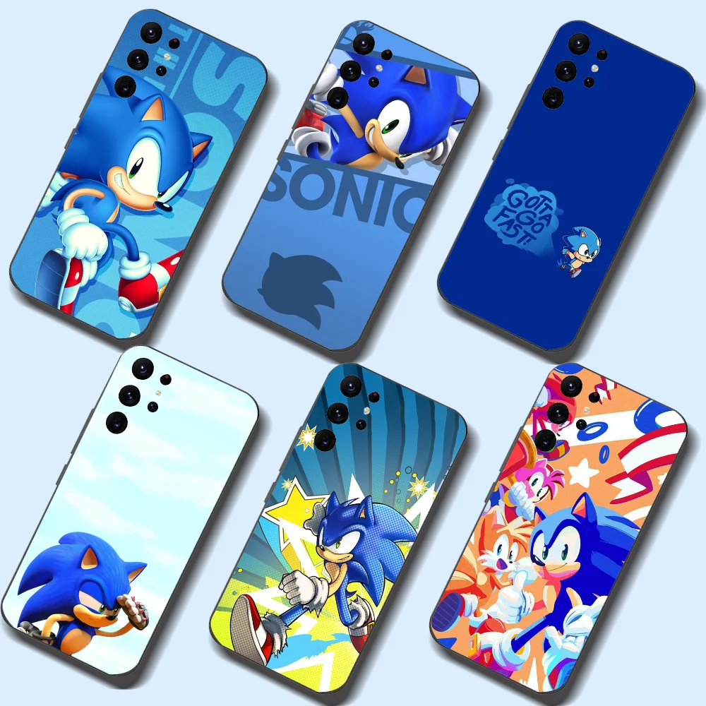 S-Sonics Cute H-Hedgehogs Phone Case For Samsung Galaxy A52 A12 A51 S21 Edge S22ULTRA S23 S20LITE Plus Ultra Black Cover