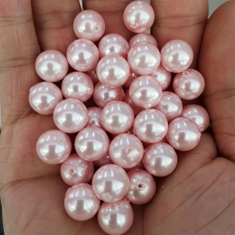 High Quality Shell Pearl Beads Multicolor Loose Half Hole 6-14mm Smooth Round Shape Earrings Jewelry Accessories 20pcs sk435