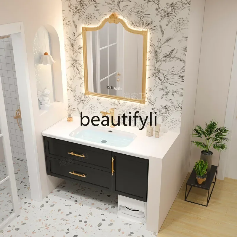 French retro bathroom cabinet sweeping robot base station American light luxury, hand washing table bathroomEsmt163