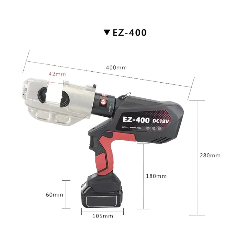 08170 Pinza idraulica ricaricabile con display digitale tipo EZ-400 a crimpare continuo con punta in filo di rame e alluminio