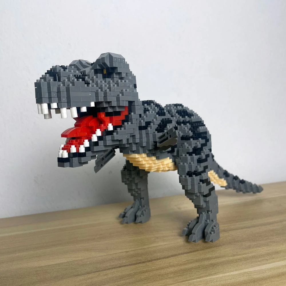 Knew construído dinossauro tiranossauro rex ou velocira modelos micro mini blocos de construção quebra-cabeça brinquedos presentes perfeitos