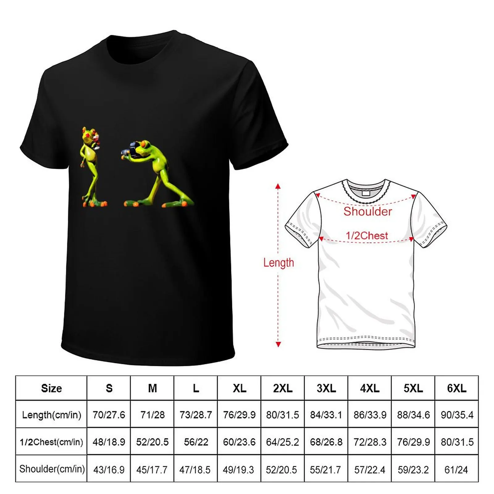 Frog photographer T-Shirt Short sleeve tee boys whites sweat tops Men's cotton t-shirt