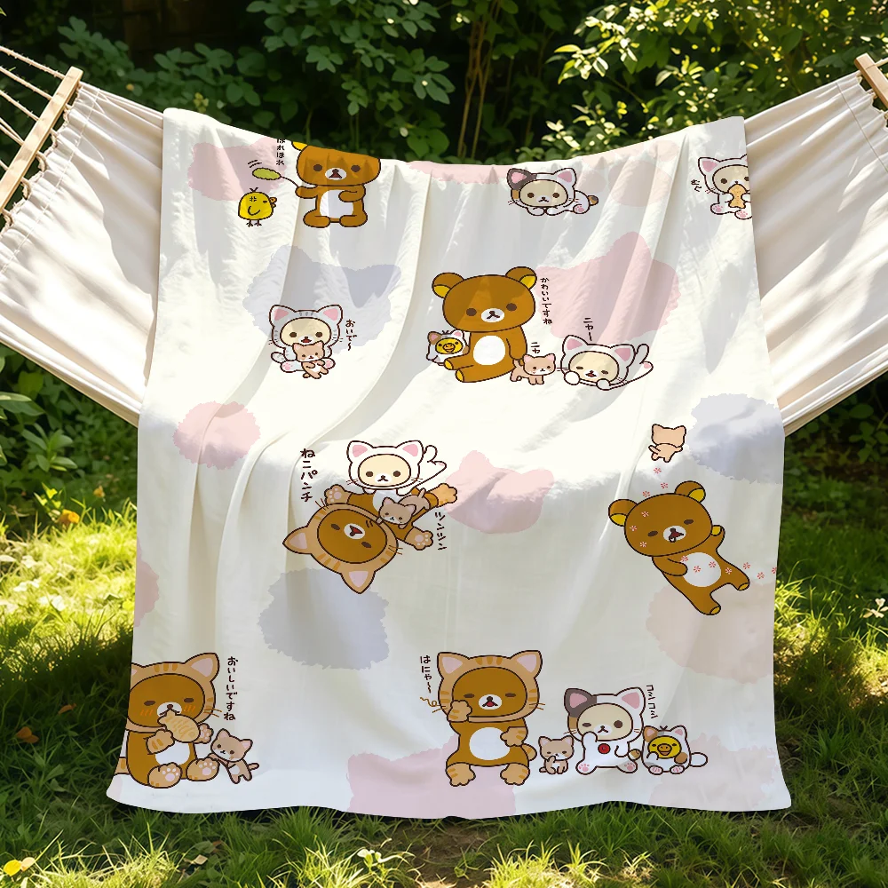 Cartoon R-rilakkuma-s Anime Blanket Suitable For Sofas Beds Offices Cars Outdoor Travel An Ideal Gift For Friends Family