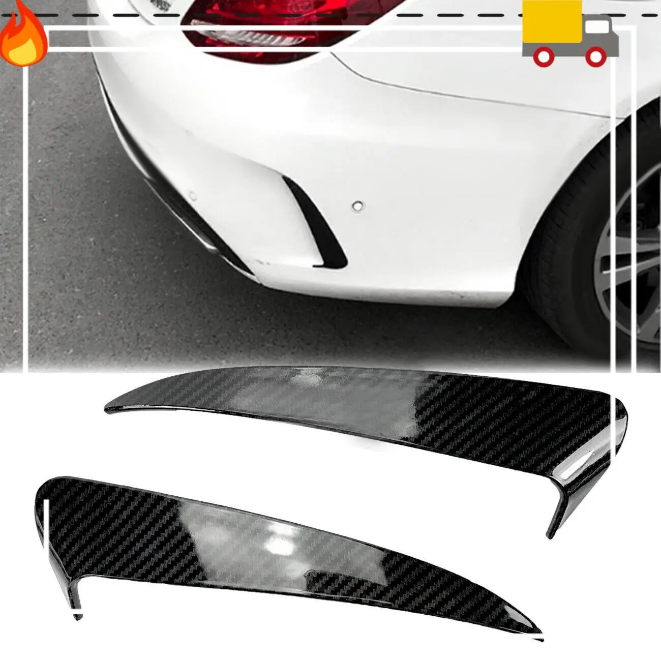 

Carbon Fiber Rear Bumper Spoiler Air Vent Cover Side Canard For Mercedes-Benz C Class W205 C43 C63 AMG 2014-2019