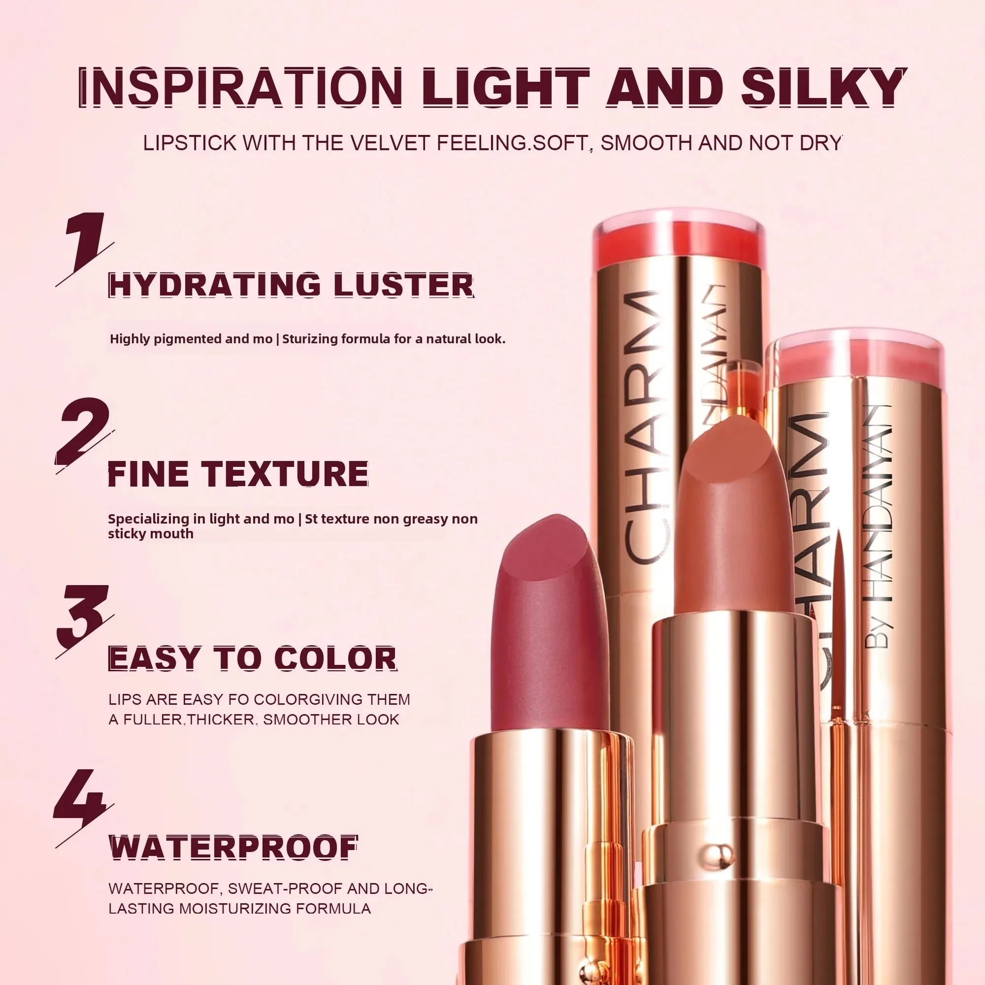 Long Lasting Moisturizing Velvet Lipstick Waterproof Non Stick Cup Creamy Nourish Cover Lip Line Glossy Golden Mud Formula