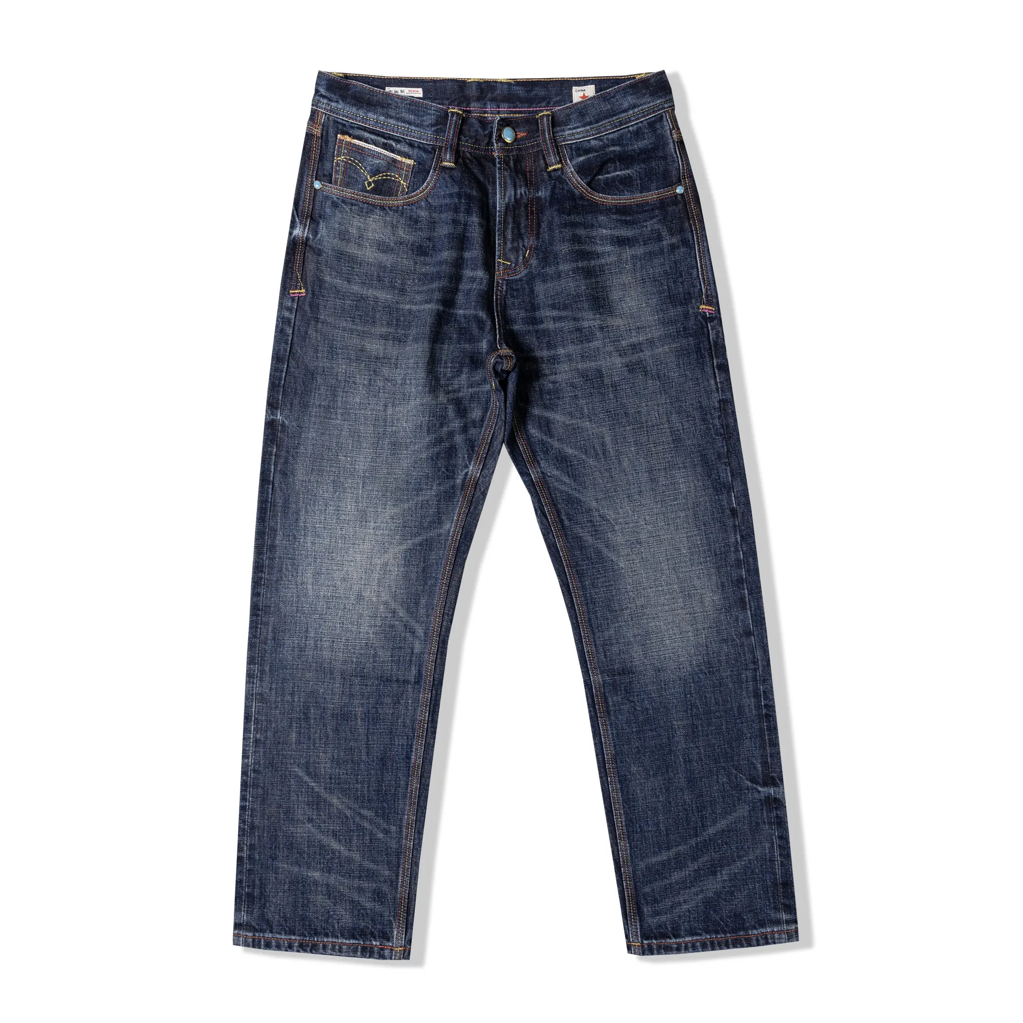 

Ameikaji 15OZ Selvedge Denim Jeans for Men American Vintage 100% Cotton Washed Light Luxury Embroidered Straight Commuter Pants