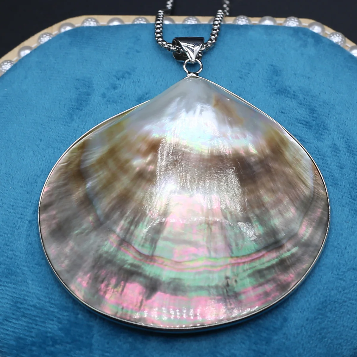 Fan shaped 75-80mm pendant Natural Freshwater Shell Necklace Pendant Mother of Pearl Pendant Necklace for Women Jewelry charms