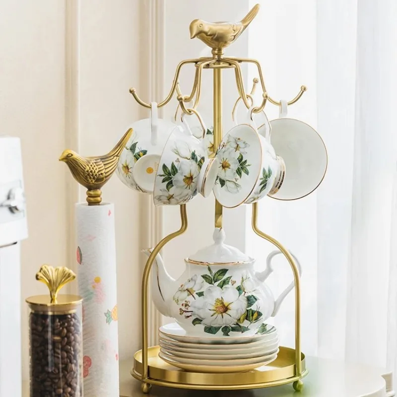 

‌Luxury Brass Cup Rack - Drip-Dry Mug Organizer for Glass Ceramic Cups, Kitchen Countertop Coffee Bar Storage