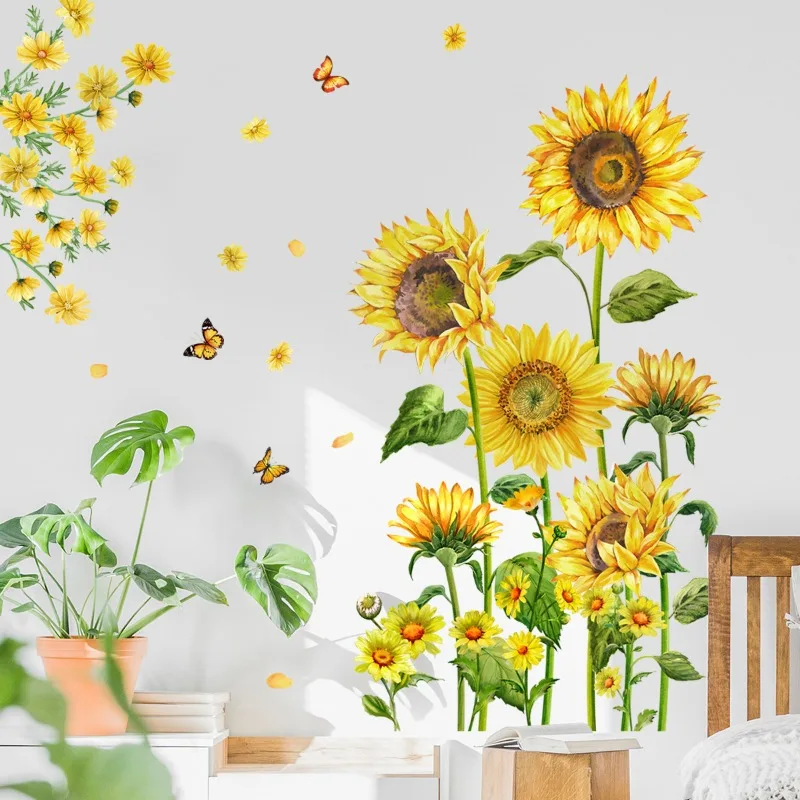 Sunflower Home Wall Paste Bedroom Living Room Sofa Corner Background Wall Decoration Wallpaper