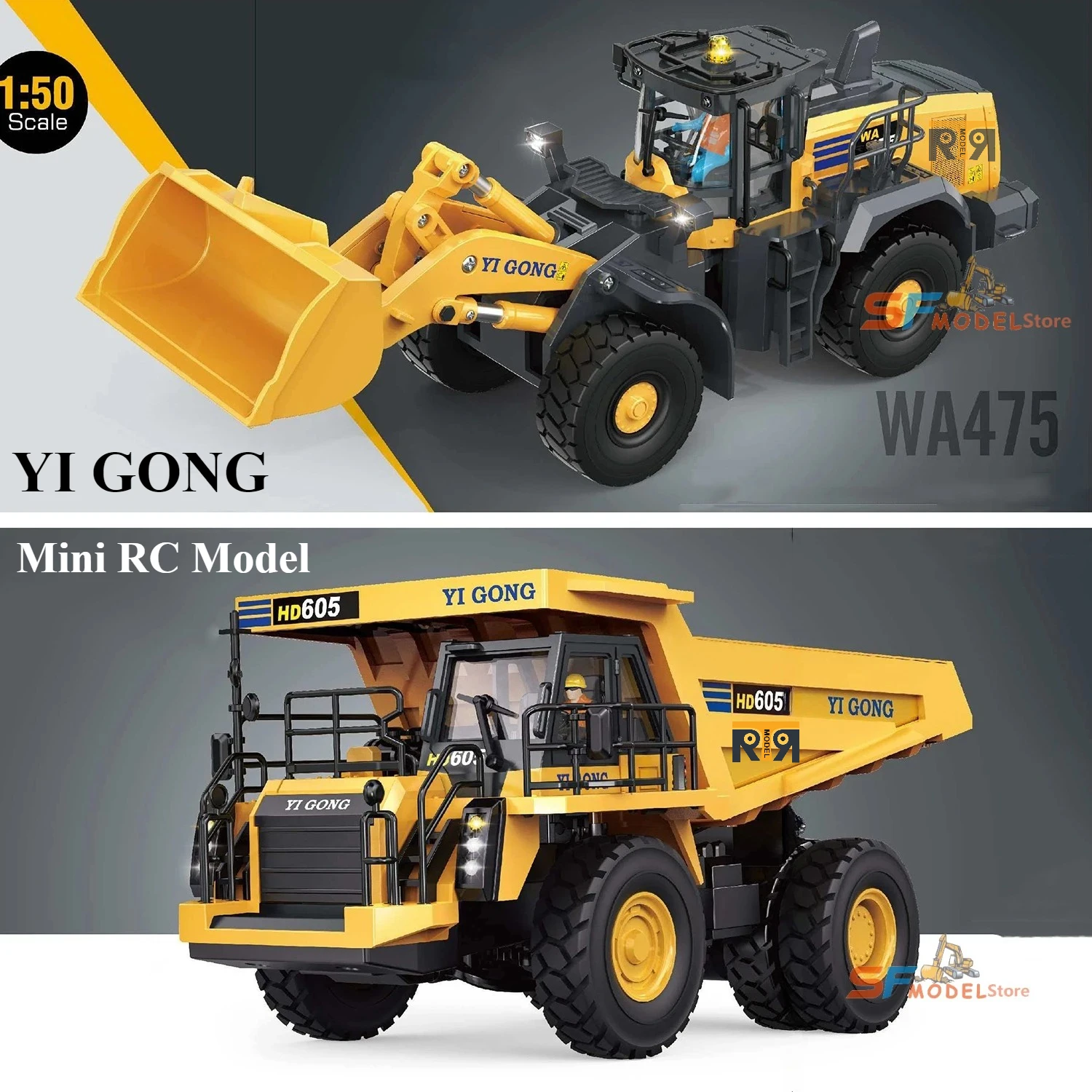 

Yi Gong 1/50 RC Loader Excavator Mining Truck Sand Screener Road Roller Model Mini Engineering Vehicle Toys Hobbies 2026 New
