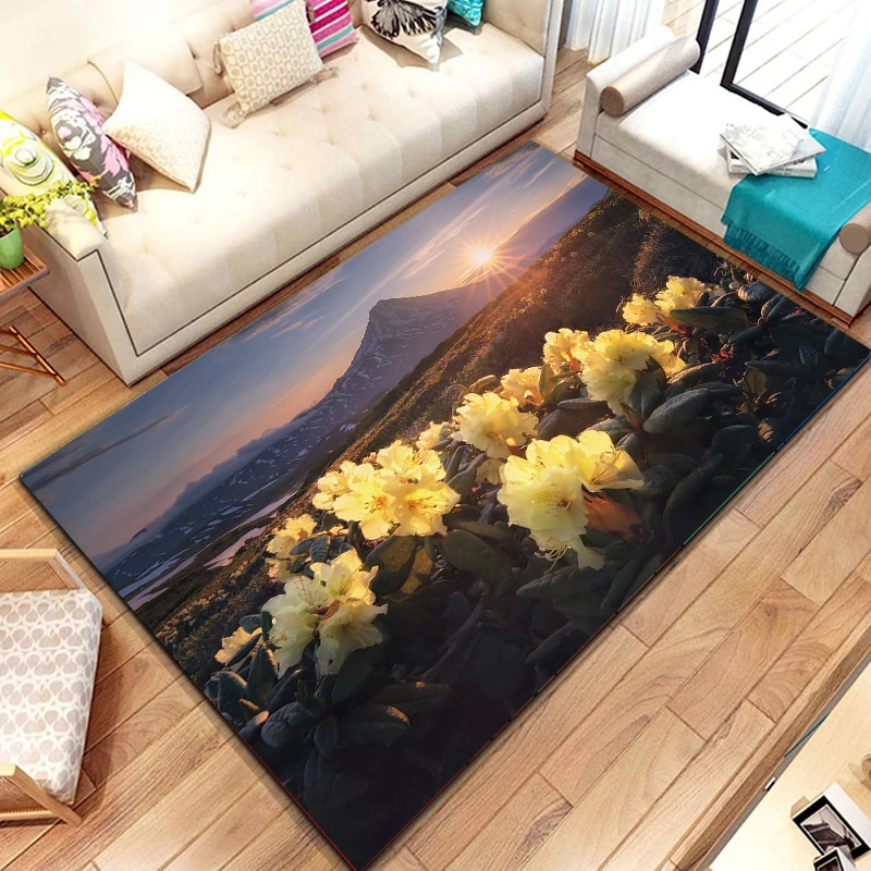 15 Size Sunrise Scenery Carpet for Living Room Home Decor Large Area Rug Bedroom Floor Rug Non-slip Easy Washable Mat  sonic