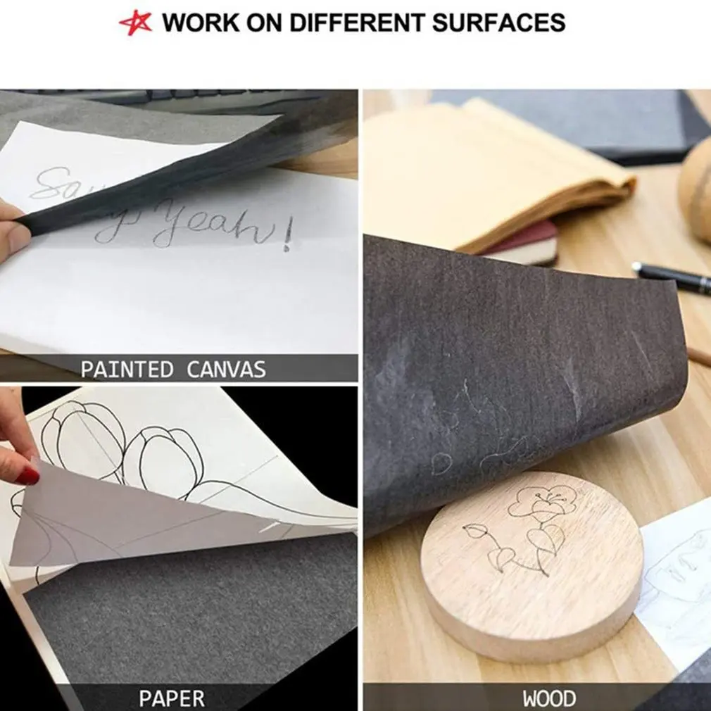 50PCS A4 Carbon Paper Legible Graphite Transfer Tracing Painting Reusable Art Surfaces Black Copy Paper Dropshipping Wholesale